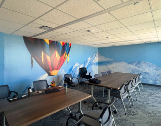 Interior signage in a Denver commercial property including a lobby sign and wayfinding system.